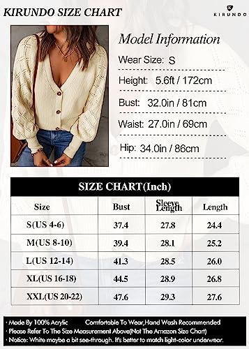 Kirundo Womens Cardigan 2024 Fall Casual Long Sleeve Lightweight Cardigans Button Open Front Ribbed Knit Sweater Tops thumb #4