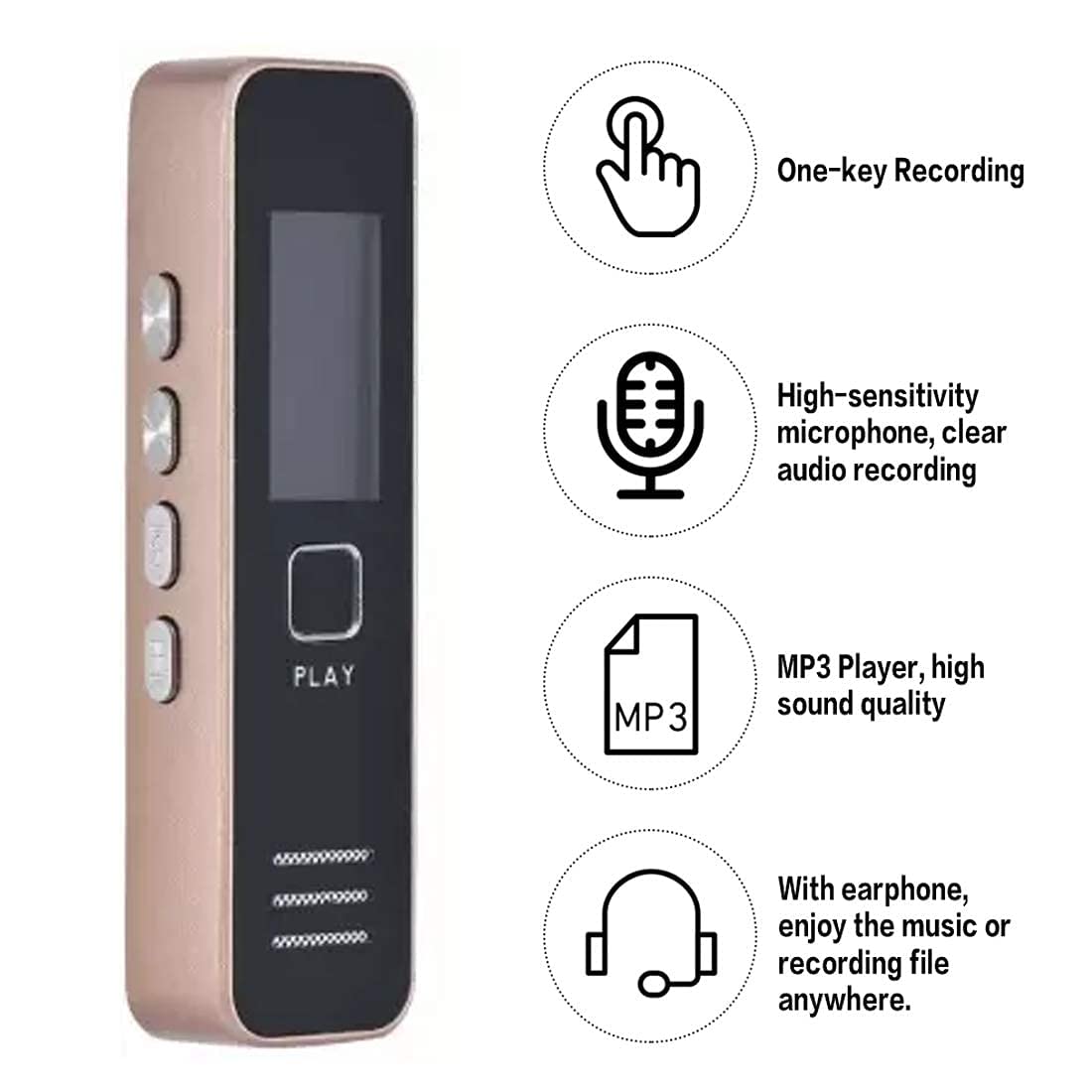 MAYUMI Mini Digital Voice Recorder of 32 GB Micro SD Card Supportable Professional Audio Recorder MP 3 Player TF Card Dictaphone Record Microphone Sound Recording Device. 4
