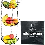 [page_title]-Chefarone Obstkorb zum Aufhängen - 130cm Küchenampel für mehr Platz auf Ihrer Arbeitsplatte - Obst Hängekorb Küche - Obstschale hängend (schwarz)