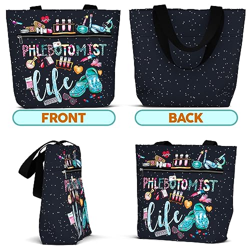 Image of 84hoods Large Waterproof Tote Bag with Pockets and Zipper for Work. Gift for Nurse. Shoulder Bag for Women.