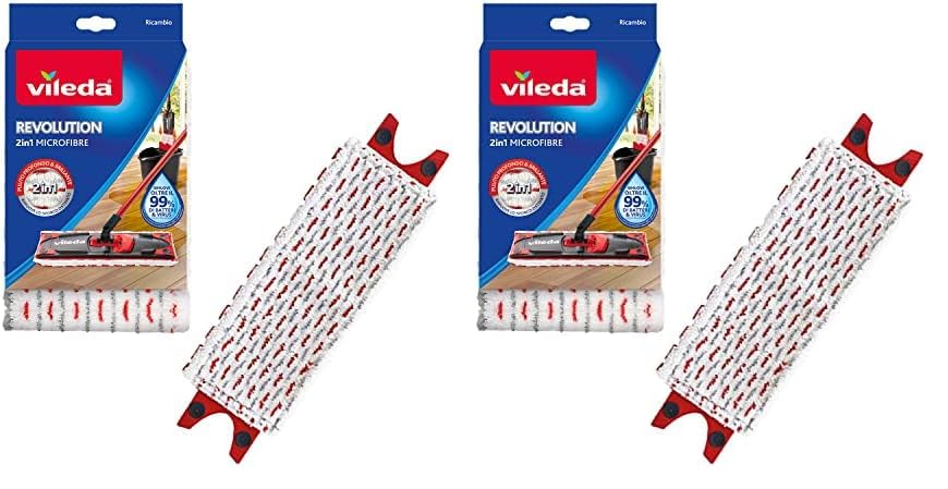 Vileda Revolution Panno Ricambio | Confezione da 2 | Adatto per Revolution e Revolution Turbo | per tutti i tipi di pavimento | Rimuove oltre il 99% di batteri solo con acqua.