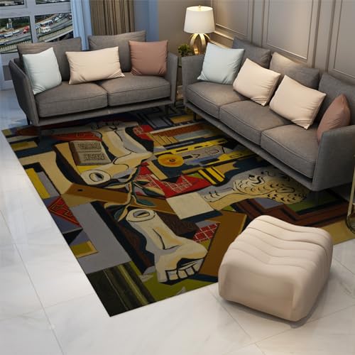Tapis esthétique abstrait tête en plâtre de style cubiste 120x160