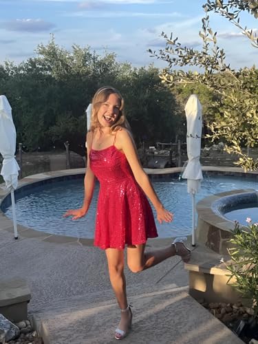 Sequin Homecoming Dresses 2025 Short Prom Dress for Teens Sparkly Spaghetti Straps Tight Sweet 16 Dresses4