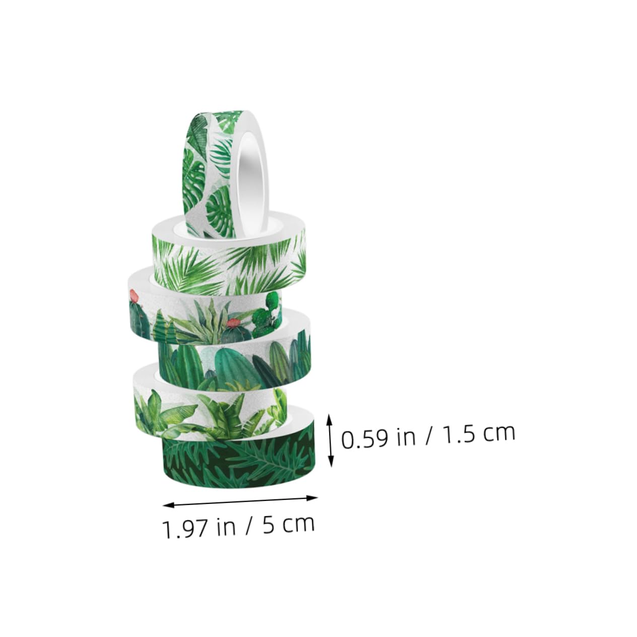 NUOBESTY 60rotoli Nastro Adesivo Decorativo Washi Tape Verde Di Nastro Per Crafting Per Scrapbooking e Decorazioni Fai Da Te Design Unico Di Foglie Estive Adesivo Rimovibile e Facile Da