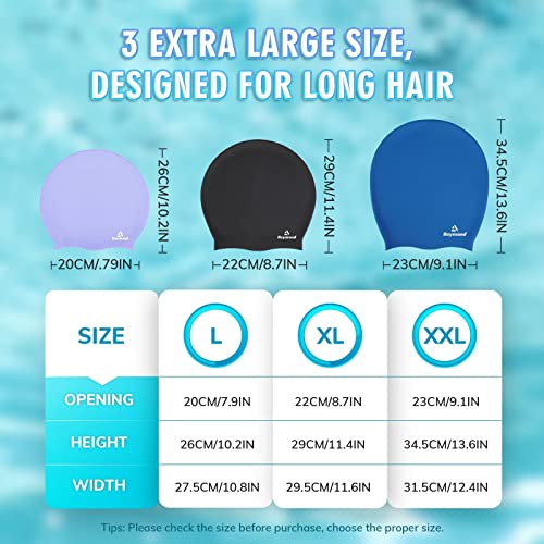 Swim Cap For Long Thick Hair, 3 Size Silicone Swimming Caps For Dreadlocks, Braids, Weaves, Extensions, Curls & Afros, Adult Waterproof Swim Hats Bathing Caps For Women Men (Pink-Xl) #TOP2