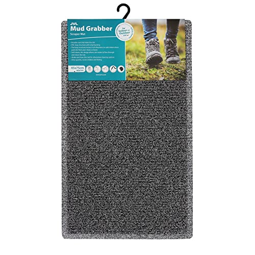 JVL Mud Grabber Fußmatte, PVC, Spaghetti, Grau und Schwarz, 45 x 75 cm