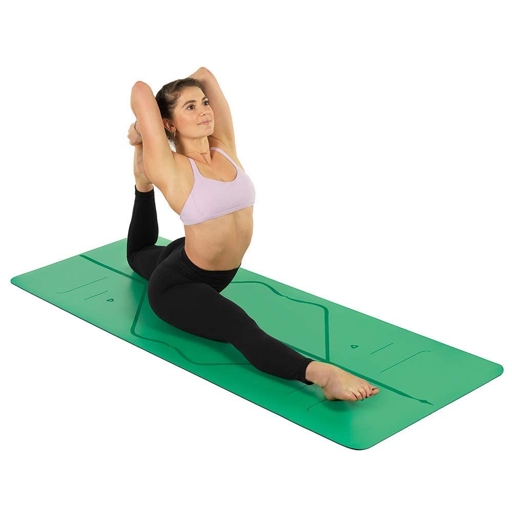 Liforme Original Yoga Mat – Free Yoga Bag Included - Patented Alignment System, Warrior-like Grip, Non-slip, Eco-friendly, sweat-resistant, long, wide, 4.2mm thick mat for comfort: Green