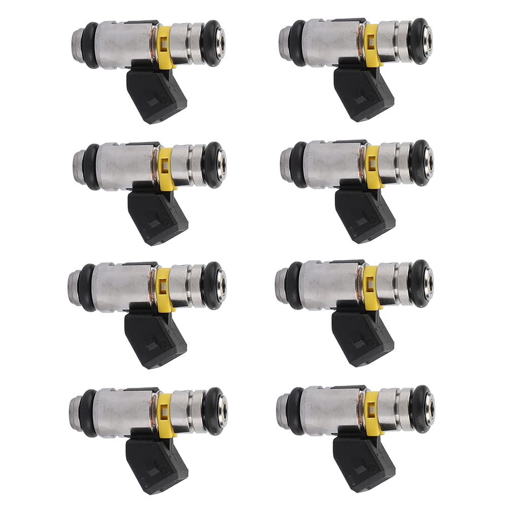 Riloer 8pcs motor de reemplazo de inyectores de combustible, compatible con HArley Davidson Fiat MArine Mercruiser, IWP069 861260T, negro/plata