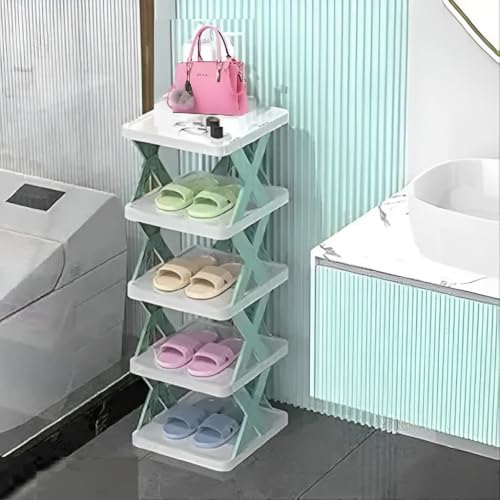 Image of STELITE Plastic Shoe Rack for Home - Stackable & Collapsible Shoe Stand Organizer for Bedroom, Entryway & Corner Use | Multipurpose Footwear Storage Shelf | Easy Assembly (Pista, 3 Layer Shoe Rack)