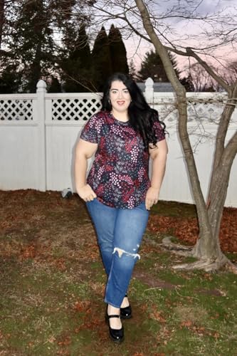 Image of CARCOS Plus Size Tops for Women Short Sleeve Shirt Summer Star /Leopard /Tie Dye /Flower Crewneck Pullover Tunic XL-5XL