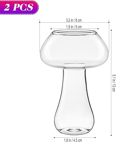 Miniatura 2 de Happyyami Vasos de whisky, 4 piezas en forma de hongo para cóctel, copa de vidrio novedosa para bebida, taza de helado de postre transparente, vaso
