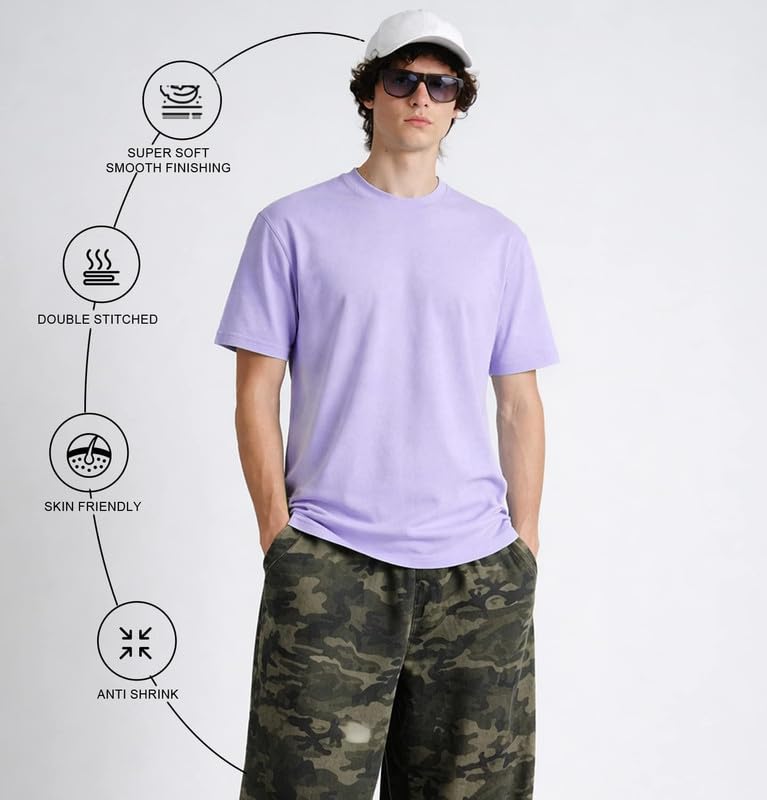 Image of Sleepynuts Men's Regular Fit Round Neck Half Sleeves Solid Casual Wear T-Shirt