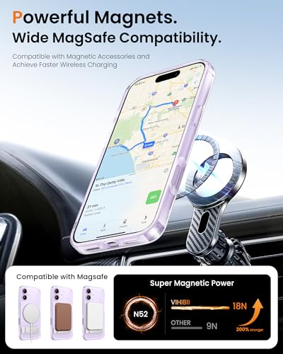 Image of Vihibii for iPhone 17 Cover Magnetic Back with Build-in Stand, [Compatible with Magsafe], Rugged Shockproof Protective Back & Transparent Slim Case for iPhone 17 2025 6.3 inch, Clear