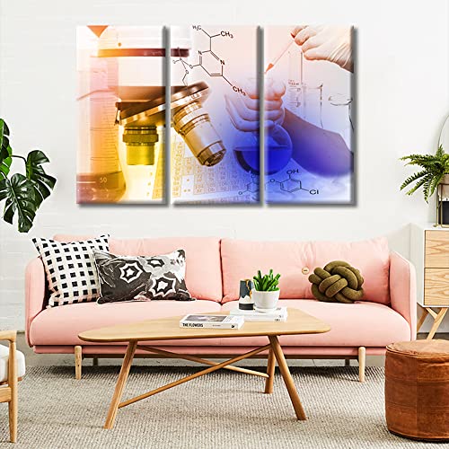 Image of TUMOVO 3 Piece Clinical Laboratory Black and White Wall Art Medical Artwork Wall Decor for Bedroom Scientific Experiments Wall Art Print on Canvas Framed Ready to Hang (42 inch Wx28 H)