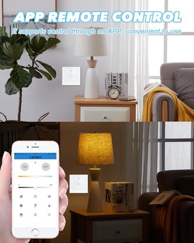 Wifi Smart Light Switch, 1 Gang 1 Way Touch Light Switch Single Gang White Lights Switches Voice/App Control Lights Switches Tempered Glass Panel with Led Indicator for Home Living Room Bedroom - Image 5