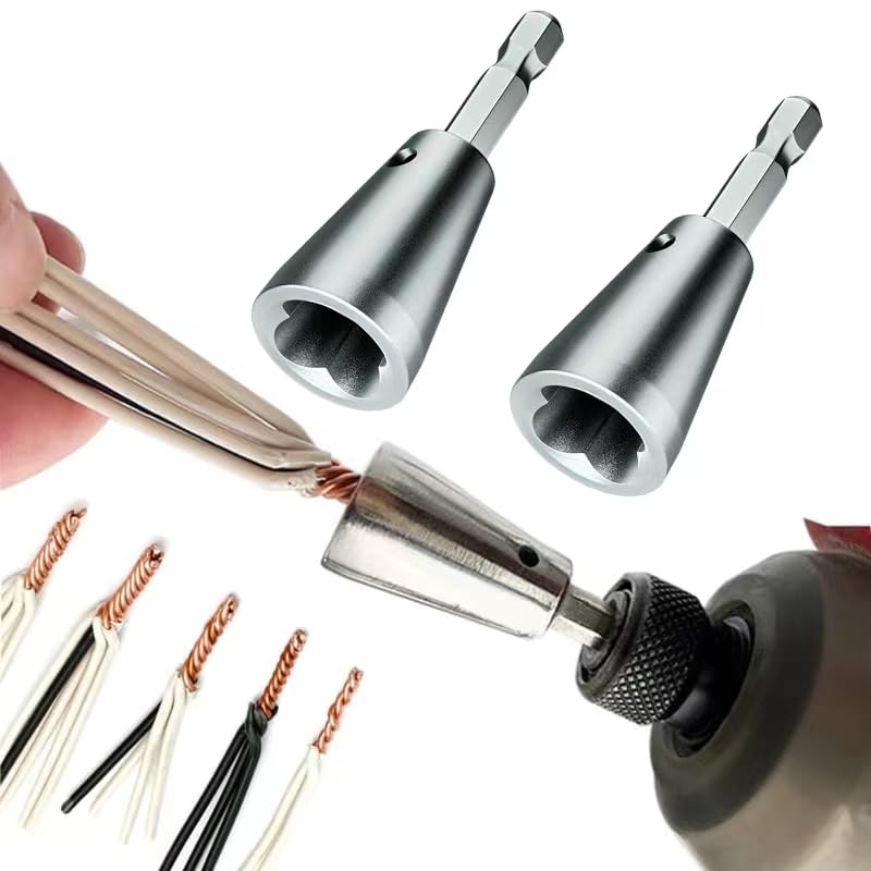 2Pcs DPJ Wire Twisting Tool Wire Twister Wire Connector, 6mm Hex Shank Cable Wire Stripper and Twister Wire Nut Twister, Spin Twist Wire Connector Socket Wire Twister Tool for Drill
