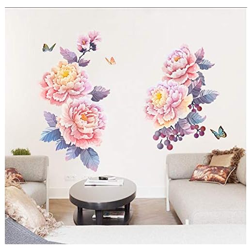 ysurehom 50X70Cm Rose Pegatinas De Pared Inicio Sala De Estar TV Fondo Calcomanías Dormitorio Floristería PVC Mural   Poster