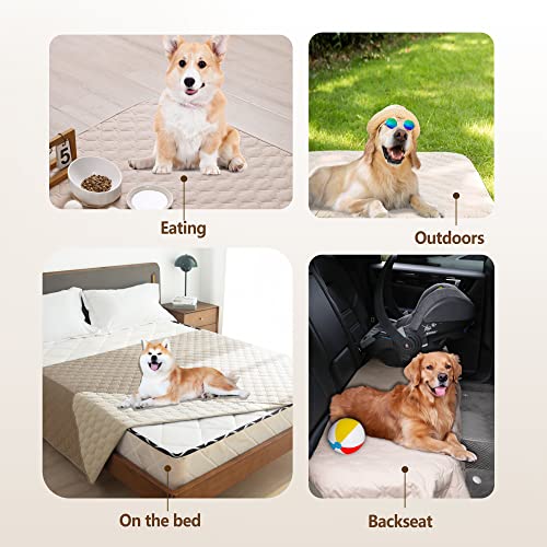 Image of gogobunny 100% Double-Sided Waterproof Dog Bed Cover Pet Blanket Sofa Couch Furniture Protector for Puppy Large Dog Cat, Reversible (40x50 Inch (Pack of 1), Dark Beige /Light Beige)