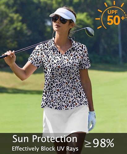 Image of PINSPARK Womens Golf Shirt Short Sleeve Polos UPF 50+ Collared Tennis Tops