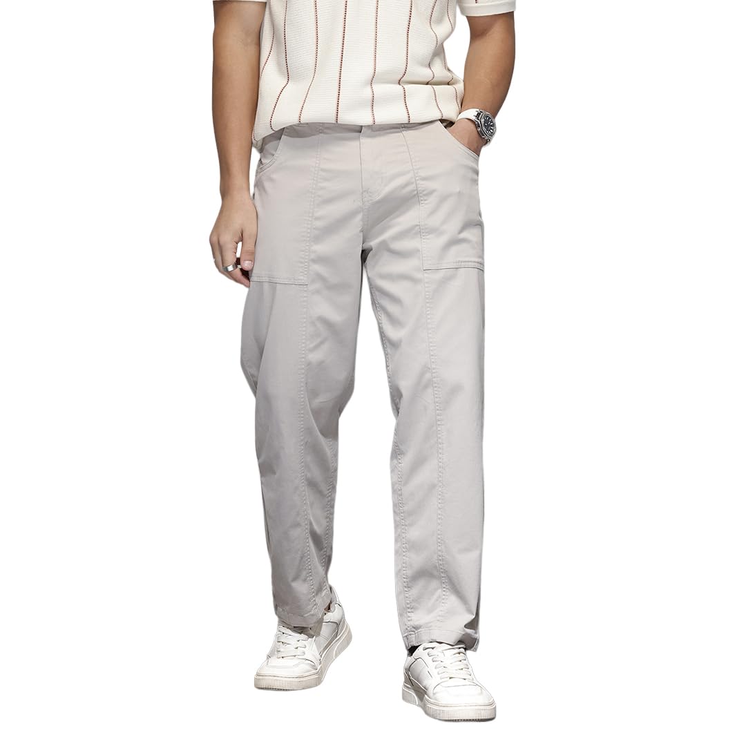 wrogn Men's Pure Cotton Trousers | Solid | Loose Fit-picture-22