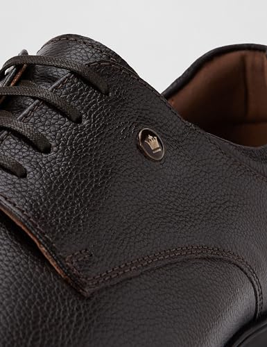 Image of Louis Philippe Men Premium Leather Breathable Lining Material Anti Slip Flat Heel TPR Sole Formal Derby Shoes