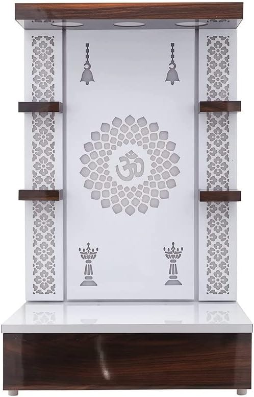 Wooden Temple White LED Light for Home and Office|Home Temple|Puja Mandir|Wall Hanging & Table Top Home Mandir(TMP09) SIZE-36x24x16 In