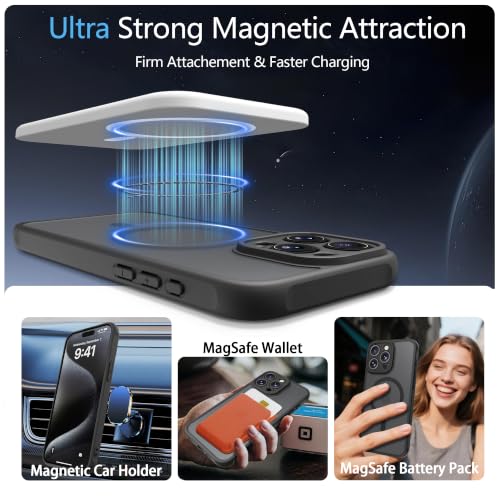 Image of for iPhone 15 pro Case [Compatible with Magsafe]Translucent Matte Phone Cover, [10 FT Military Grade Drop Protection] Slim Durable Shockproof Protective Bumper (Black Magnetic, iPhone 15 pro)