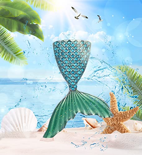 Imán Decorativo Cola de Sirena Brillante Plata 2.25 pulg miniatura 2