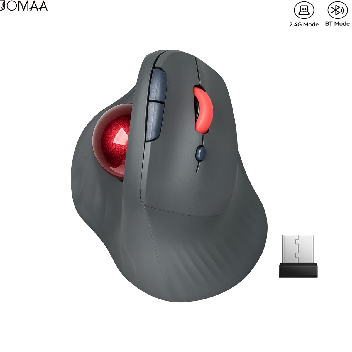JOMAA Souris verticale sans fil double trackball, souris Bluetooth ergonomique avec contrôle du pouce, clics silencieux, CPI réglable, batterie intégrée de 500 mAh, rechargeable, pour PC/Mac