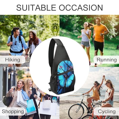 Sling Bag para Mujer y Hombre Azul con Mariposa miniatura 5
