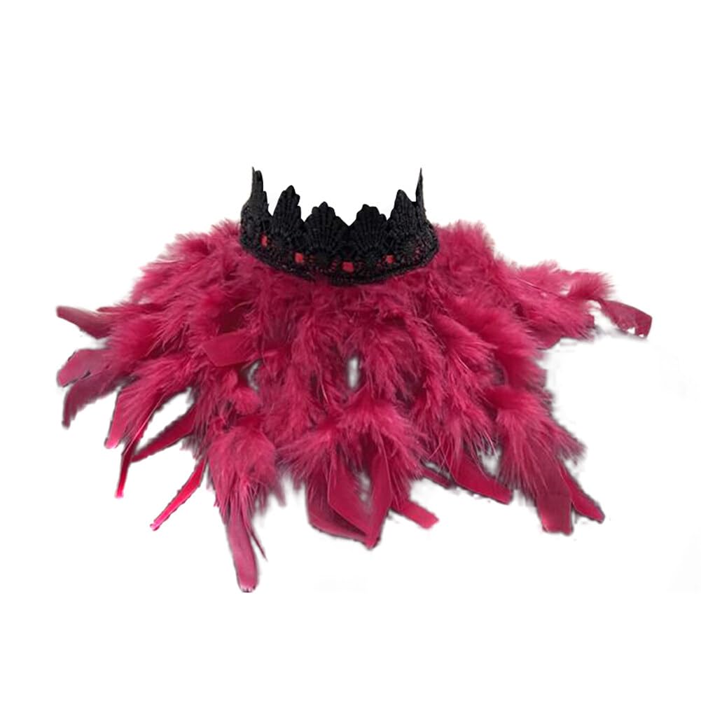 Uposao Feather Collar Shawl Feather Choker Cloak Natural Feather Collar Props For Cosplay Party Performance Model Walk Halloween Ball Feather Collar Shawl Props