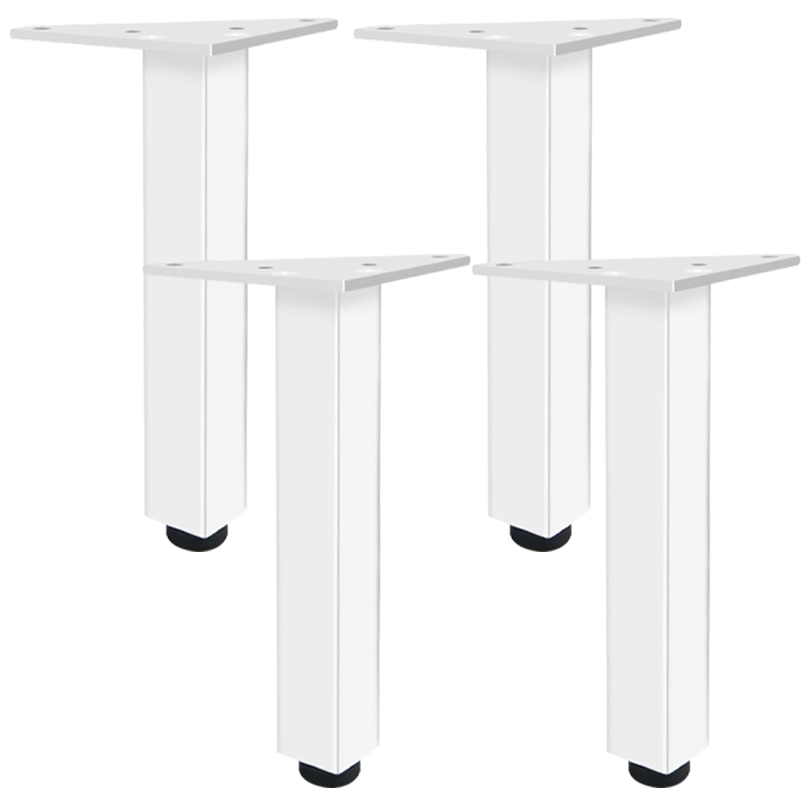 SZLXJMFL White, 4pcs Table Legs DIY Metal Furniture Feet Adjustable 6cm-40cm Heavy Duty Sofa Legs Cabinet Legs Cupboard Feet Kitchen Foot, Rubber Anti-slip Mat, Free Screw-18cm/7