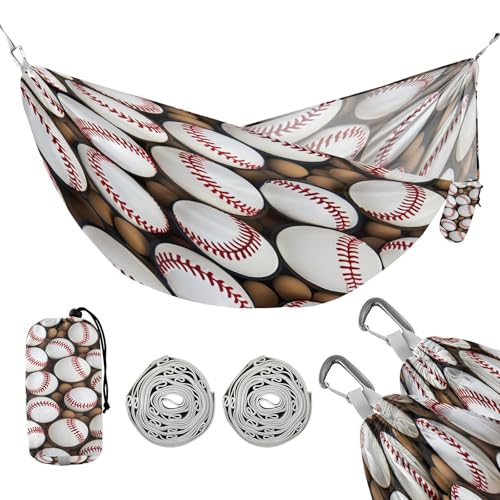 ATTX Baseball Balls Pattern Camping Hammock - Lightweight & Portable Hammocks, Heavy Duty 330lbs Capacity for Indoor, Hiking, Backpacking, Travel, Backyard, Beach#325
