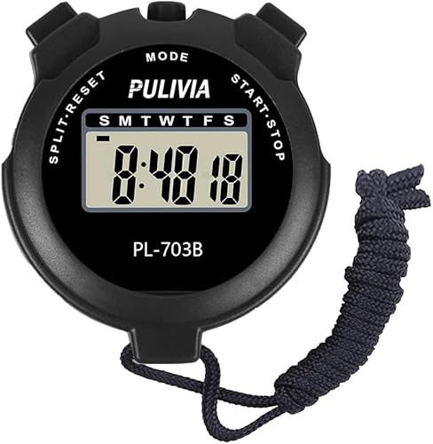 PULIVIA Sports Stopwatch with Clock and Alarm