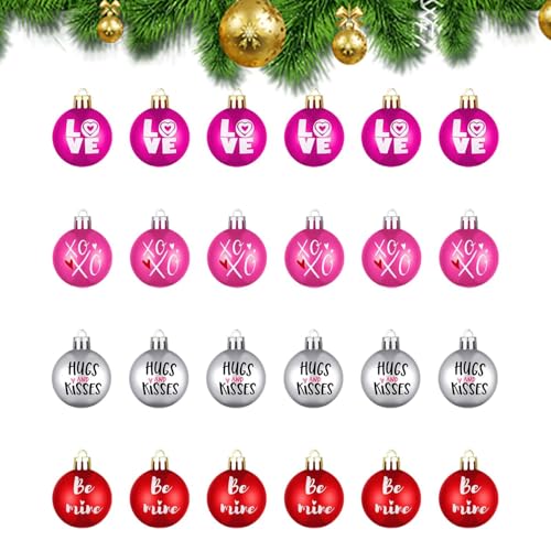 Chaies Valentinstag-Ornamente für Baum, Valentinstagsbaum-Ornamente, rote und rosafarbene Ornamente, 24 Stück, Valentinstagsdekoration, Party-Dekoration für Partys,