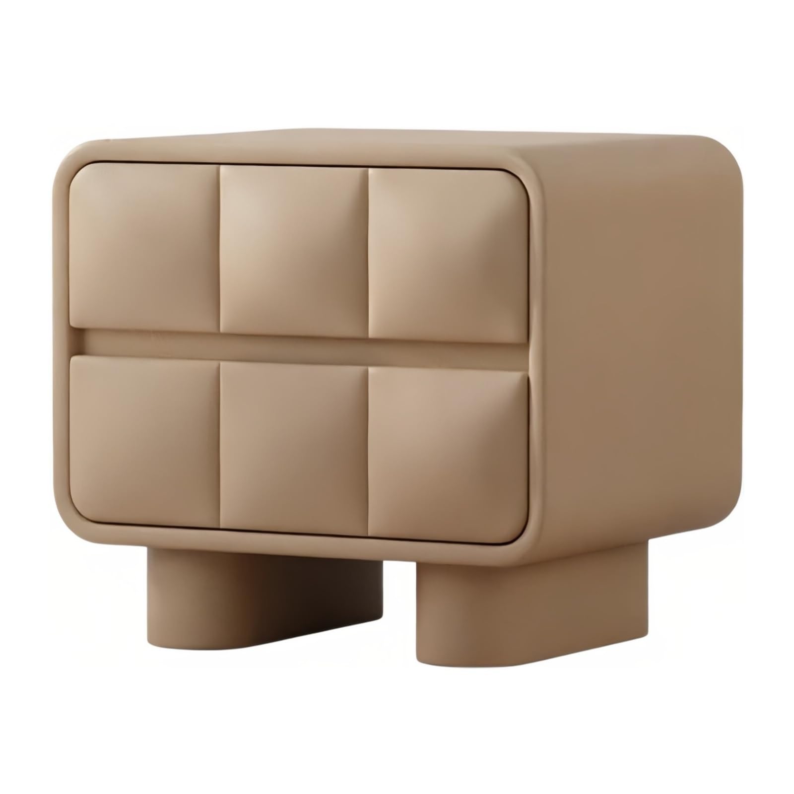 guiling-1986 Bedside Table Nightstand Two Drawers Concealed Handles Cylindrical Legs for Bedroom Storage Nightstand(Bruin,Medium)