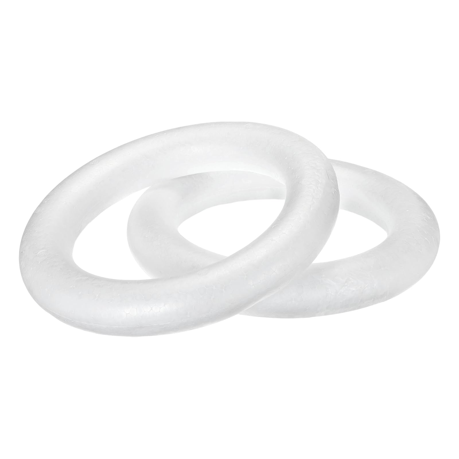 MECCANIXITY Lot de 2 couronnes en mousse Blanc 28 cm / 11.02in | Couronne ronde en mousse légère en polystyrène pour mariage, maison, projets floraux, loisirs créatifs, décoration de Noël