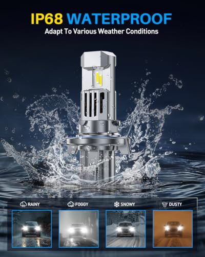 Image of AUTOONE H13 Led Bulbs, 70000LM 6000K Cool White, 1400% Brightness, 9008 Bulbs Upgraded Replacement for Cars, Plug and Play (Pack of 2)