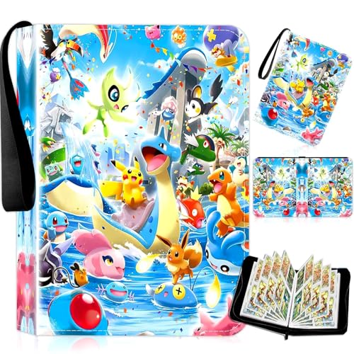 Card Binder for Pokemon 4 Pocket PU Leather Trading Card Binder for Collectors 50 Pages 400 Pocket