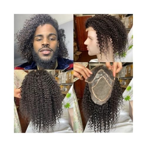 Toupet Afro Kinky Curly hommes prothèse Mono Lace hypoallergénique et invisible