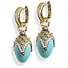 925 Sterling Silver Turquoise Egg Earrings Crystals Genuine Garnets Enamel 24K Gold-plate Silver Hoops with Cubic…