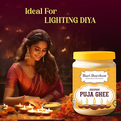 Image of Hari Darshan Anupam Puja Ghee | Premium Puja Ghee for Havan Essential Lighting Diya Festival Rituals | Pure Ghee for Puja Spiritual Offerings Non-Edible | Pack of 2 (200g Each)