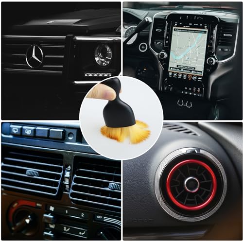 Image of Car Interior Cleaning Brush with Soft Bristle Car Detailing Brush | Car Cleaning Brush with Protective Cover Multipurpose Dust Removal Cleaning Brush for Automotive Dashboard, Vents, Seats