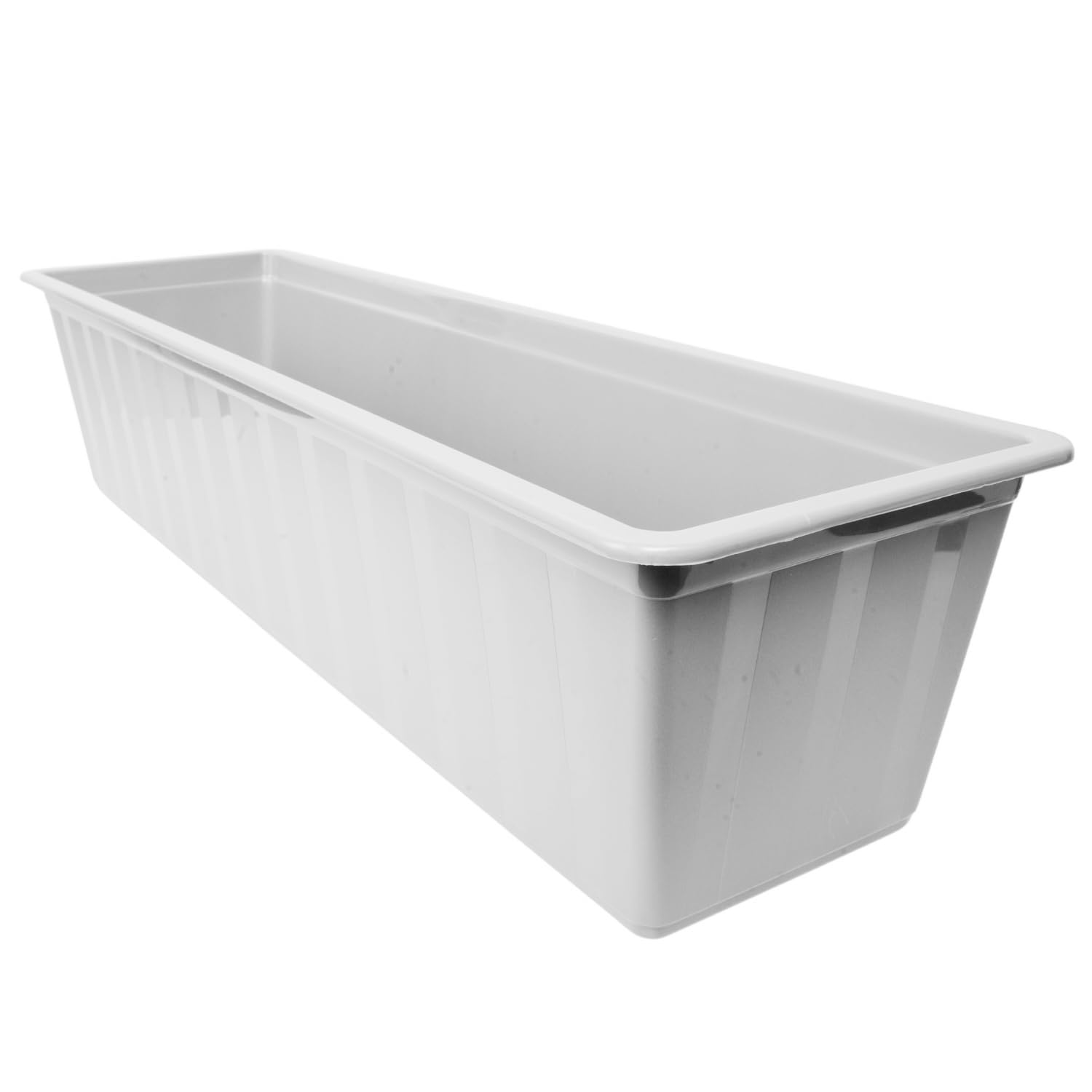 Window Box Flowerpot Planter Rectangle Long Plastic Pot Indoor Outdoor Classic Traditional Decor Balcony Garden Home Lightweigh Slim (White, L60cm x W18cm x H14cm)