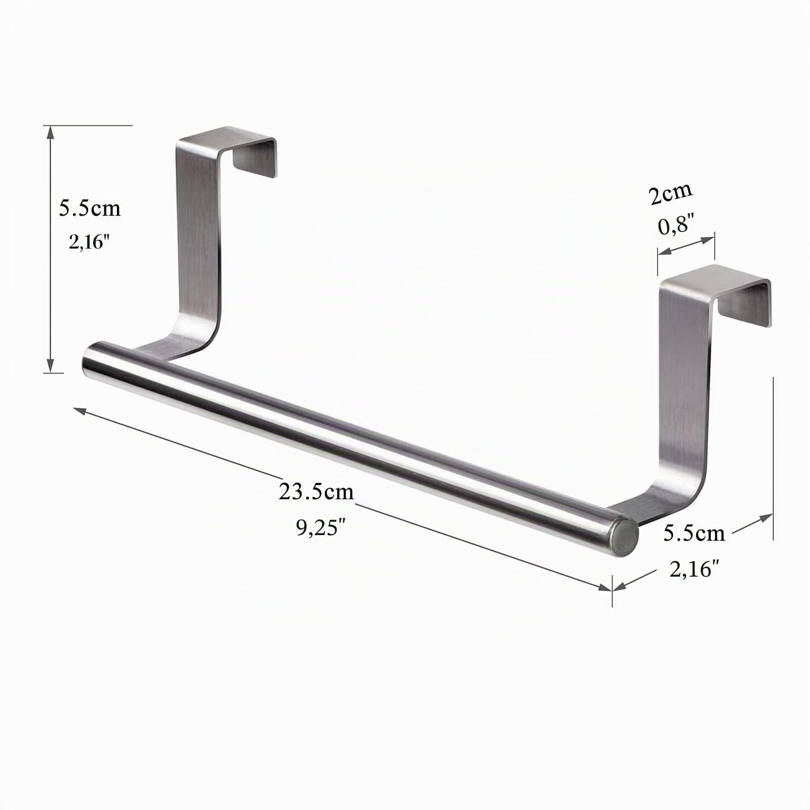 Porta Salviette per Armadio Della Cucina, Appendi Strofinacci in Acciaio Inossidabile, Appendere Alle Anta, Senza forare, per Cucina e Bagno, Argento, 2 Pezzi