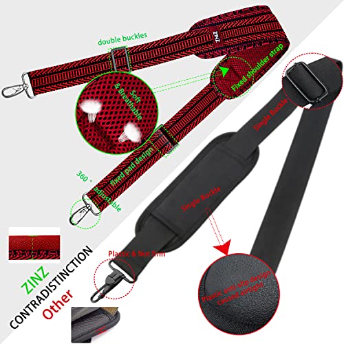 Image of Shoulder Strap 78 inch Universal Handbag Strap with Ultra-thick Fixed Padded and Dual Balanced Adjustable Buckles Shoulder Crossbody Strap for Briefcase Messenger Bag Laptop bag Luggage,Bk&Red Jacquard