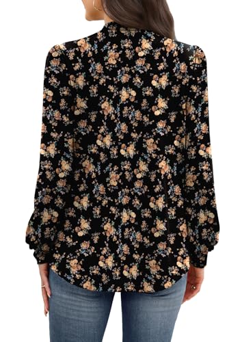 Image of WIHOLL Long Sleeve Shirts for Women Mock Neck Tops Pleated Front Blouses Dressy Casual Spring Fall Clothes 2026 Fashion