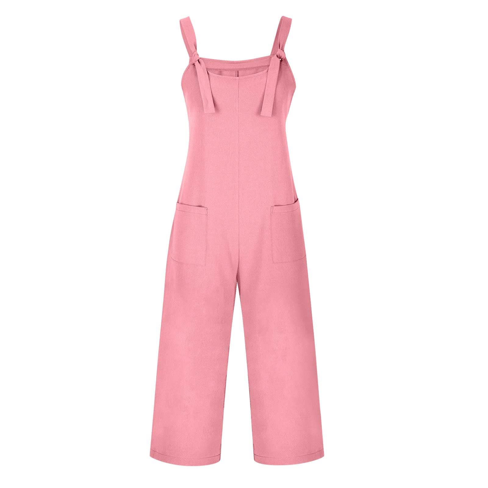 Générique Femmes Combinaison Décontractée U Sans Manches Bretelles Fines Pantalon Large Salopette Sarouel Avec Poches