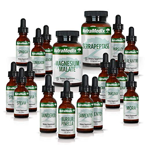 NutraMedix Cowden Support Program Month 3 - Bioavailable Herbal Detox Protocol Including Banderol, Burbur-Pinella, Serrapeptase, Samento Cat's Claw Tincture & More - Immune Support (18 Piece Set)