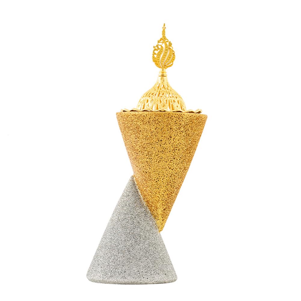 Handheld Frankincense Resin Incense Burner Cone Shape Ornament Censers Incenses Holder Aromatherapy Furnace for Yoga Spa Meditation Office Home Decor (Sequins White)